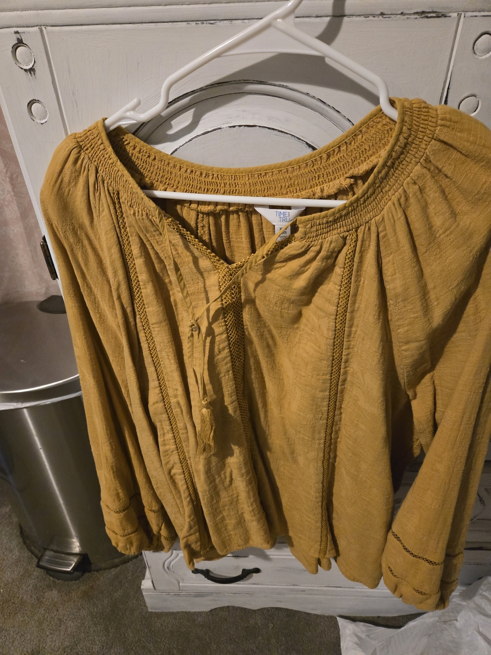 Time and Tru Mustard Yellow Peasant Tunic, Size XXL(20)